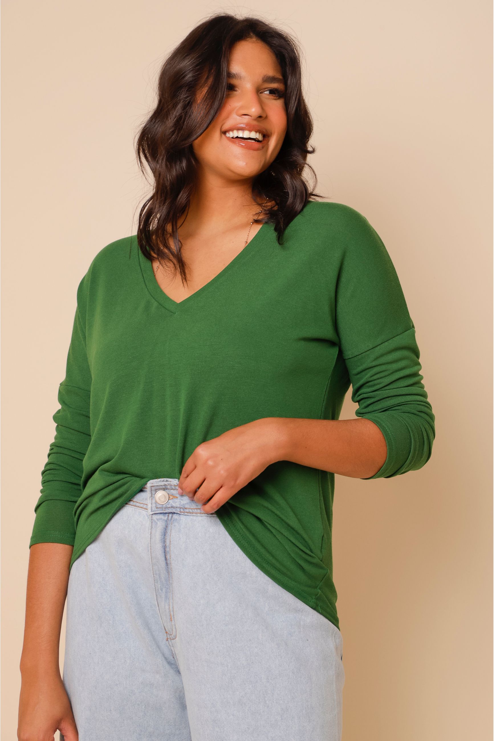 blusa de malha verde