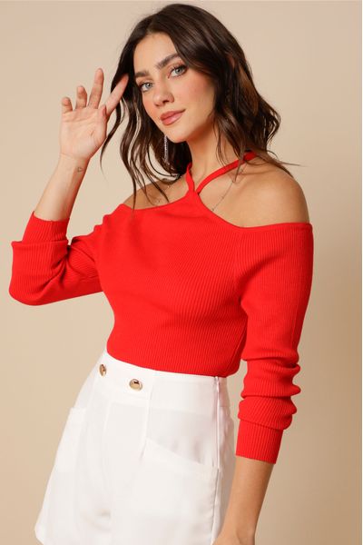 blusa tricot choker